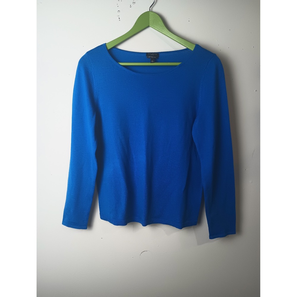 Talbots Petites Royal Blue 100% Pure Merino Wool Scoop Neck Sweater MP
